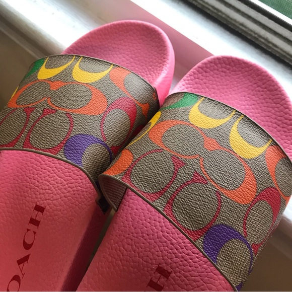🌈Coach Uli Sport Slide In Rainbow Signature Canvas *Special Edition* 7 8 10 11 - Picture 7 of 9